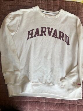 League Cream Crewneck Sweatshirt with Maroon Lettering